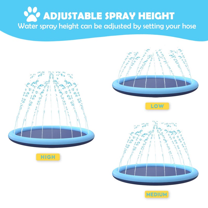 Flyboo Splash Sprinkler Pad for Dogs Kids,59â€™â€™ Thicken Dog Pool with Sprinkler,Pet Outdoor Play Water Mat Toys for Dogs Cats and Kiddie - Image 5